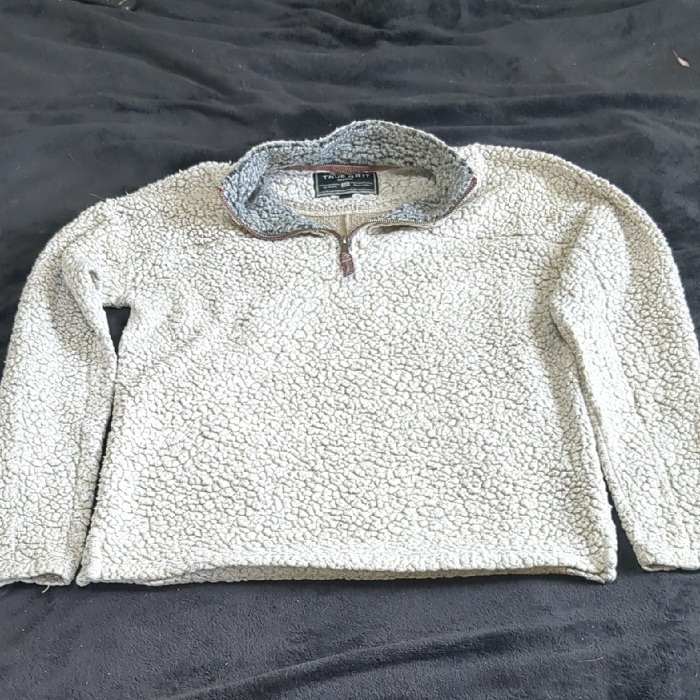 Sherpa Pullover by True Grit - Cream and Gray